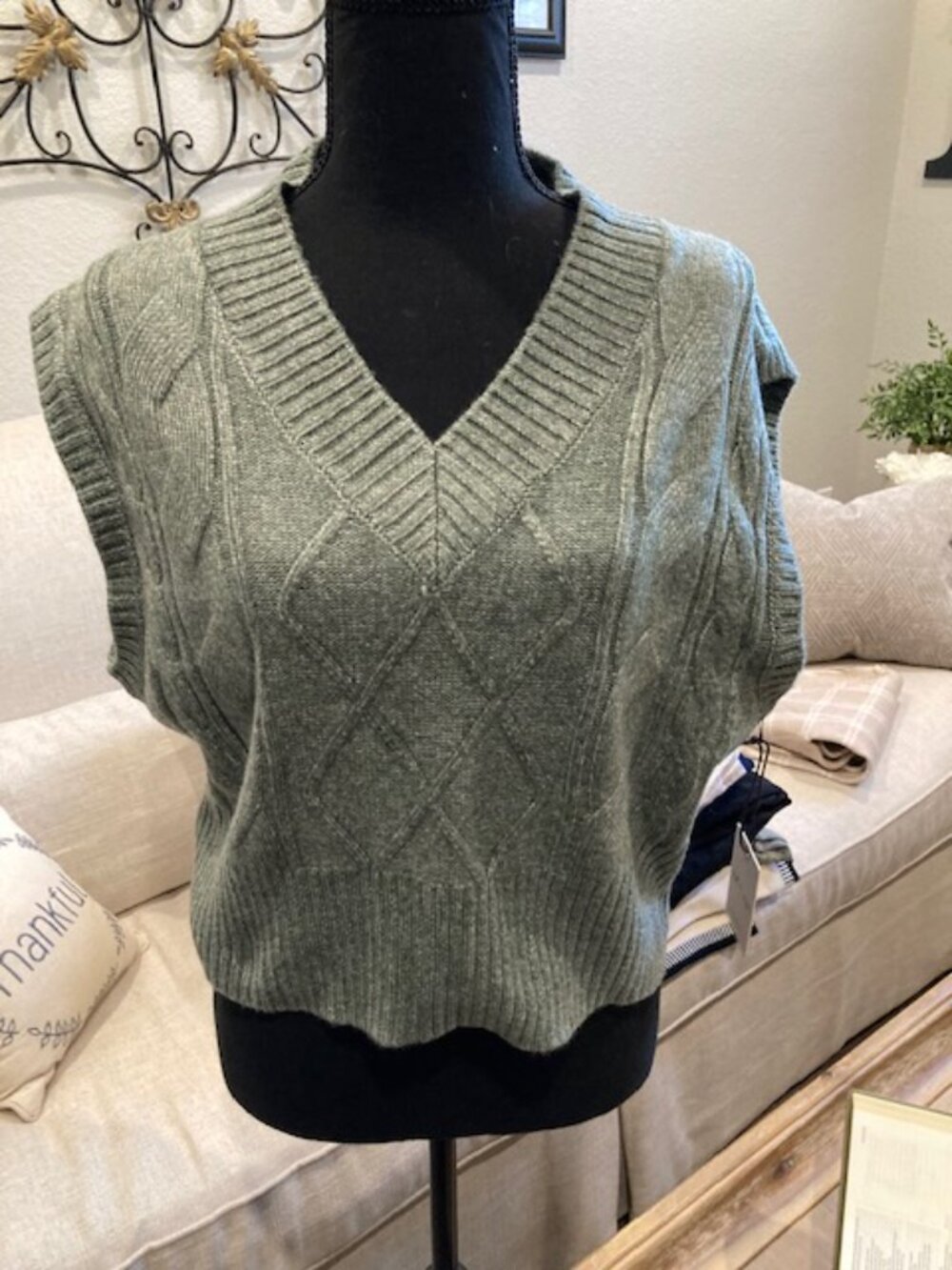 Sincerely Jules Green Vest Sweater